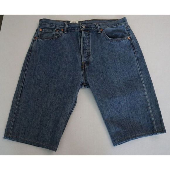 Levi's 501 Men's Sz 33 Blue Denim Signature Button Fly Stretch Shorts - Picture 1 of 6